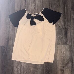 Chic Black and Cream Women's bow Blouse